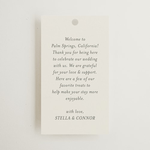 This is a porcelain wedding favor tags with standard by Jennifer Postorino called unity printing on signature in tag