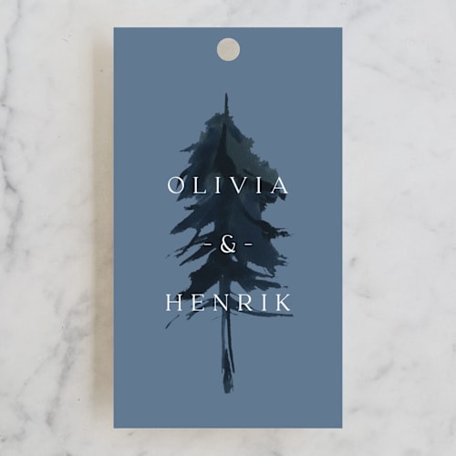 This is a air wedding favor tags with standard by Janean Hinger called airy mountain printing on signature in tag