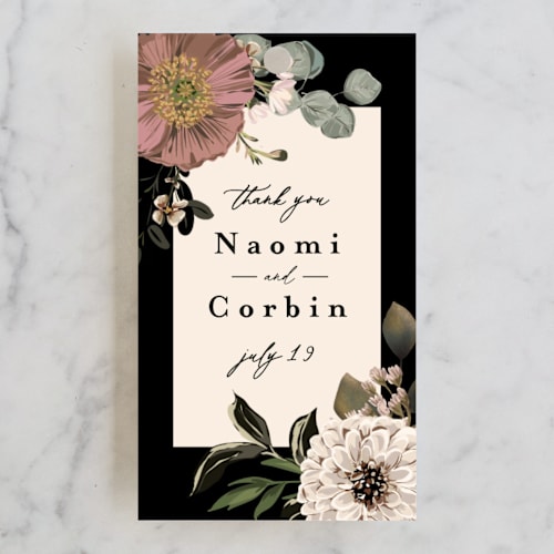 This is a fawn wedding favor tags with standard by Susan Moyal called peonies & sage printing on signature in tag