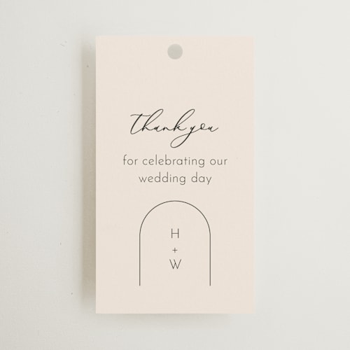 This is a buttercream wedding favor tags with standard by Claudia Orengo called belle rose printing on signature in tag