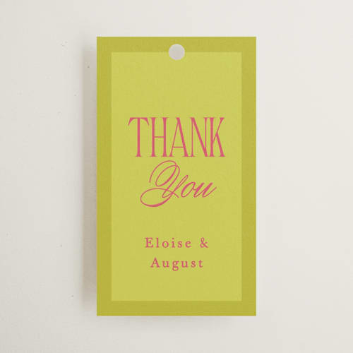 This is a flamingo wedding favor tags with standard by Morgan Kendall called maximalist poppies printing on signature in tag