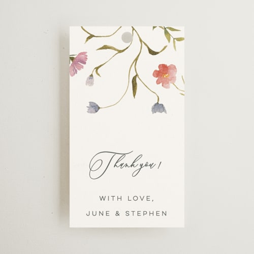 This is a sherbert wedding favor tags with standard by Erin Hodges called untied printing on signature in tag