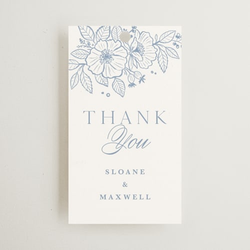 This is a nova wedding favor tags with standard by Kristen Smith called wild roses printing on signature in tag