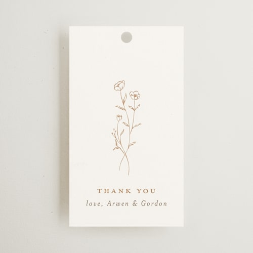 This is a chiffon wedding favor tags with standard by chocomocacino called kouignette printing on signature in tag