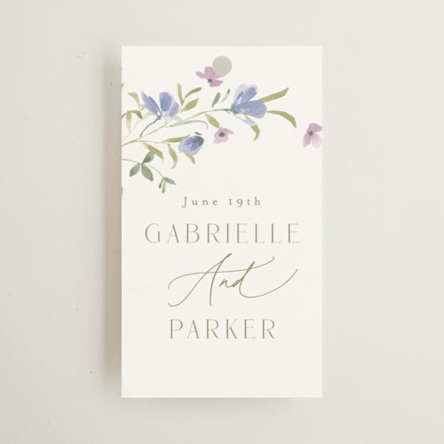 This is a wisteria wedding favor tags with standard by Everett Paper Goods called sweeping meadow printing on signature in tag