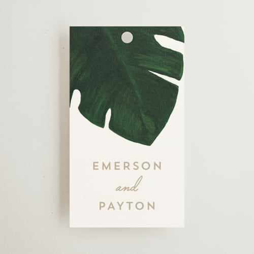 This is a classic palm wedding favor tags with standard by Kaydi Bishop called palm printing on signature in tag