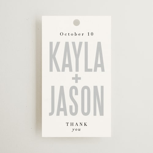 This is a cotton wedding favor tags with standard by Jessie Steury called monumental printing on signature in tag