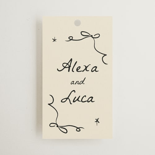 This is a vanilla wedding favor tags with standard by Ani Somi called roses printing on signature in tag