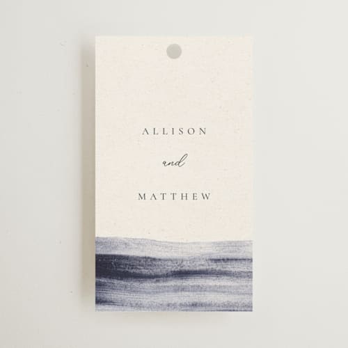 This is a horizon wedding favor tags with standard by Sumak Studio called stillness printing on signature in tag