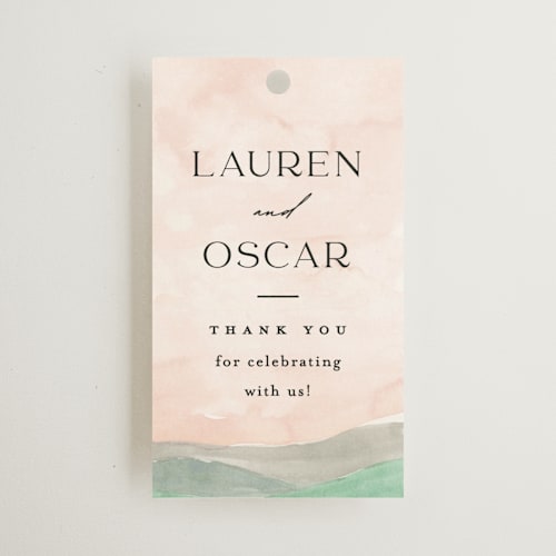 This is a northern wedding favor tags with standard by Pixel and Hank called countryside printing on signature in tag