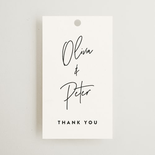 This is a cloud wedding favor tags with standard by JoAnn Jinks called signed printing on signature in tag