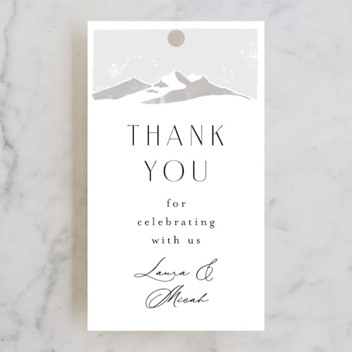 This is a grass wedding favor tags with standard by Alethea and Ruth called foothills printing on signature in tag