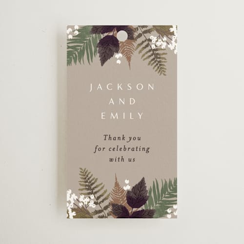 This is a natural wedding favor tags with standard by Alethea and Ruth called autumnal printing on signature in tag