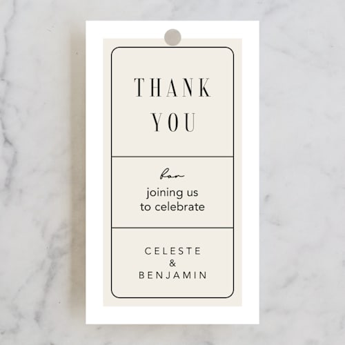 This is a cotton wedding favor tags with standard by FRANI called everlasting printing on signature in tag