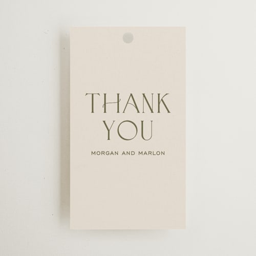 This is a vanilla bean wedding favor tags with standard by Pati Cascino called eisin printing on signature in tag
