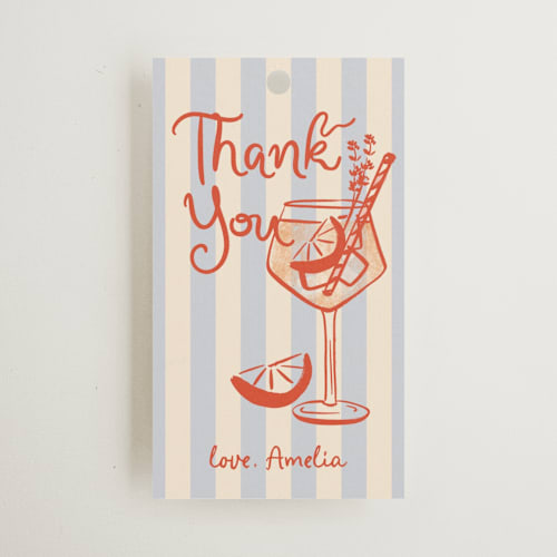 This is a citrus gift tags with standard by Jenna Holcomb called spritz printing on signature in tag