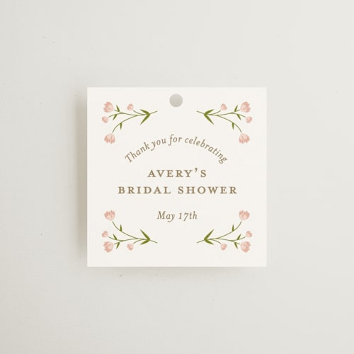 This is a petal gift tags with standard by Jennifer Postorino called love is blooming printing on signature in tag