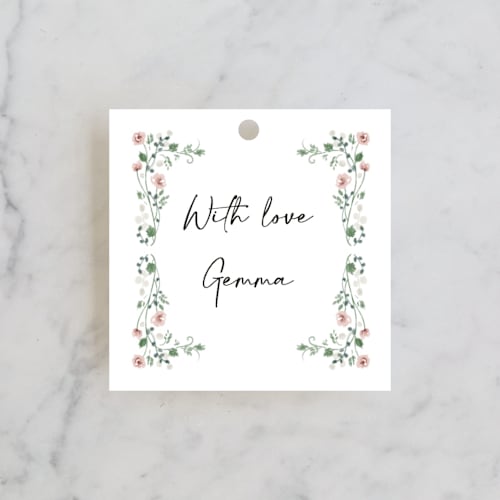 This is a rosebud gift tags with standard by Petra Kern called romantica printing on signature in tag