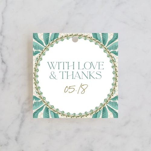 This is a natural gift tags with standard by Christina Cesario called boho botanical  printing on signature in tag