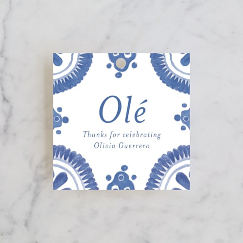 This is a azure gift tags with standard by Lagniappe Paper called talavera printing on signature in tag