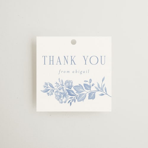 This is a periwinkle gift tags with standard by Joanna Griffin called french blue printing on signature in tag