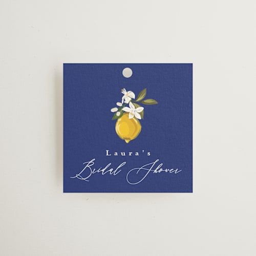 This is a cerulean gift tags with standard by Susan Moyal called amore floral printing on signature in tag