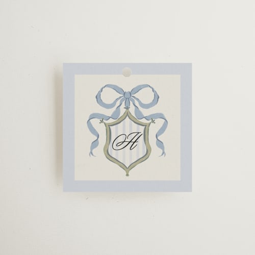 This is a blueberry gift tags with standard by Jackie Crawford called dog crest printing on signature in tag