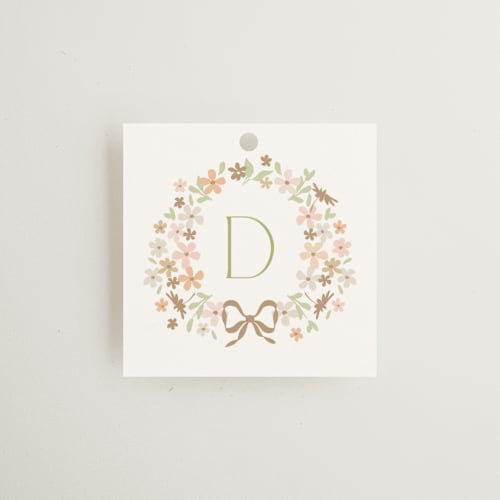 This is a leaf gift tags with standard by Kristie Kern called garden monogram printing on signature in tag