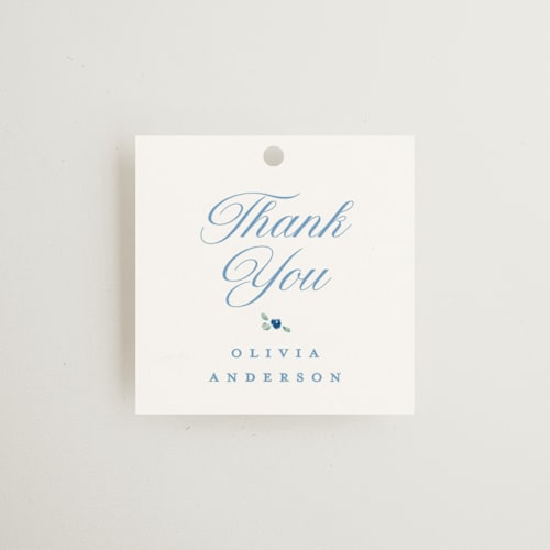 This is a cobalt gift tags with standard by Gwen Bedat called blue printing on signature in tag