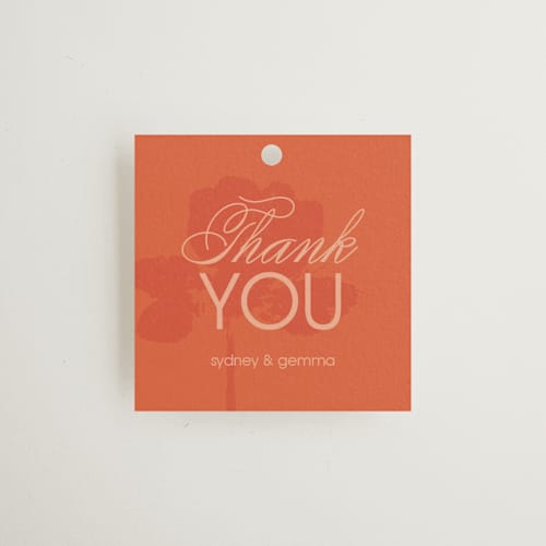 This is a poppy gift tags with standard by Morgan Kendall called bloom printing on signature in tag