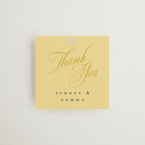 This is a island citrus wedding favor tags with standard by Morgan Kendall called bloom printing on signature in tag