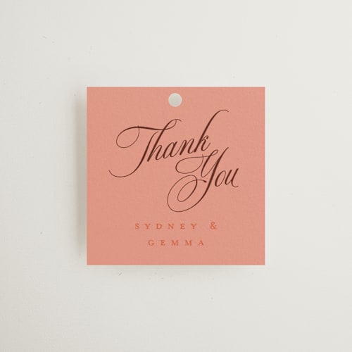 This is a poppy wedding favor tags with standard by Morgan Kendall called bloom printing on signature in tag