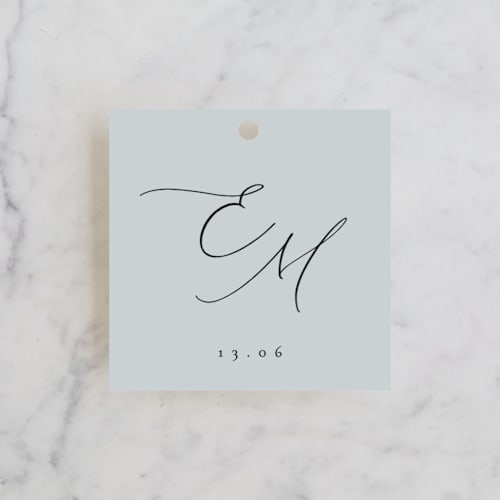 This is a sky wedding favor tags with standard by Kelly Schmidt called corner printing on signature in tag