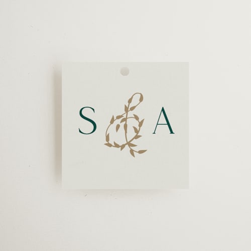 This is a evergreen wedding favor tags with standard by Paper Sun Studio called mountaintop printing on signature in tag