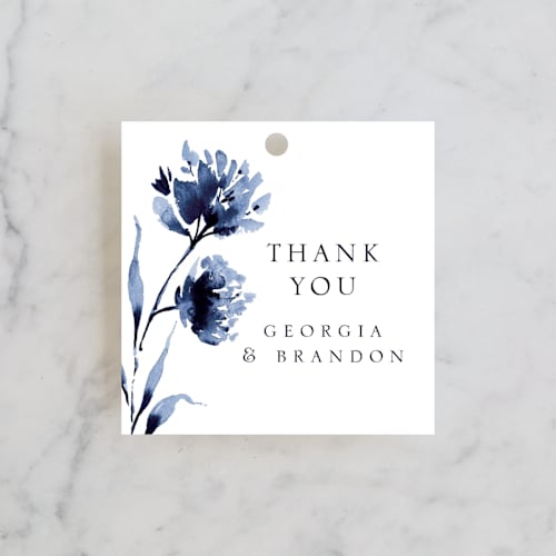 This is a cornflower wedding favor tags with standard by Chris Griffith called a wedding watercolor printing on signature in tag