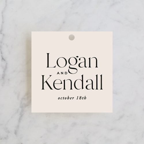 This is a ecru wedding favor tags with standard by Carly Reed Walker called ivy printing on signature in tag