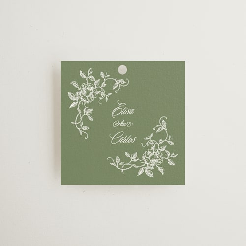 This is a forest wedding favor tags with standard by Sherley Ferreira called vintage garden printing on signature in tag