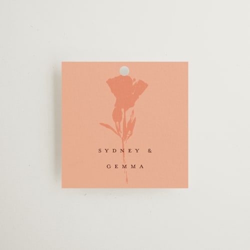 This is a poppy wedding favor tags with standard by Morgan Kendall called bloom printing on signature in tag