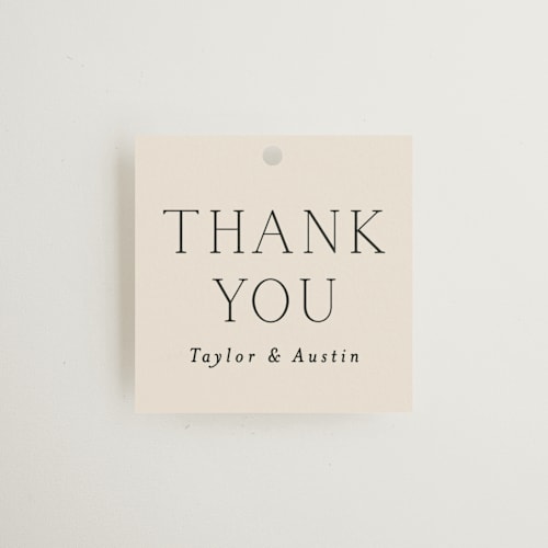 This is a linen wedding favor tags with standard by Vanessa Doyle called in love printing on signature in tag