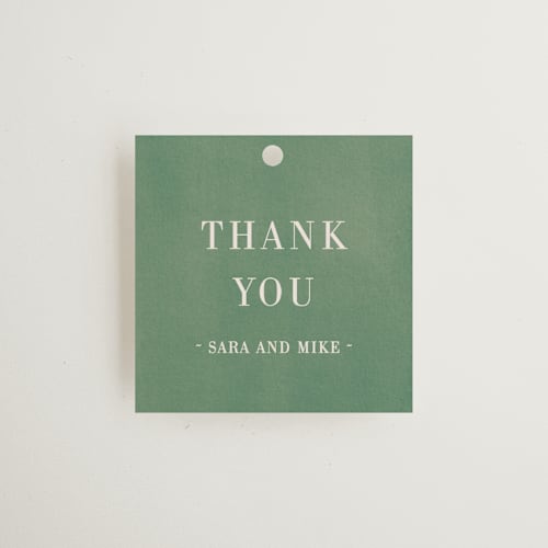 This is a emerald wedding favor tags with standard by Ani Somi called friendly flowers printing on signature in tag