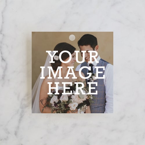 This is a ivory wedding favor tags with standard by Minted called the big picture printing on signature in tag