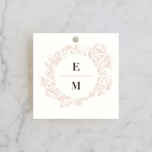 This is a blush wedding favor tags with standard by 2birdstone called french roses printing on signature in tag