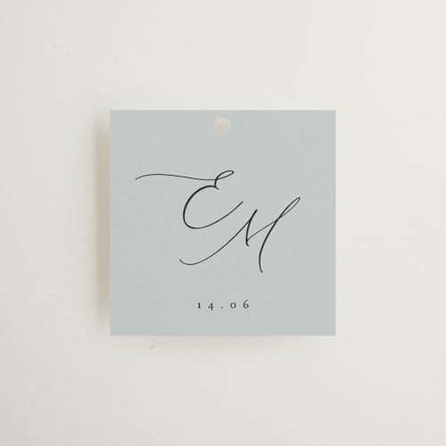 This is a sky wedding favor tags with standard by Kelly Schmidt called corner printing on signature in tag