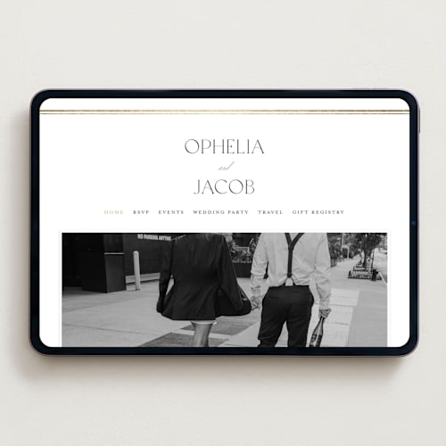This is a pearl wedding websites by Leah Bisch called elegant type printing on digital paper in standard