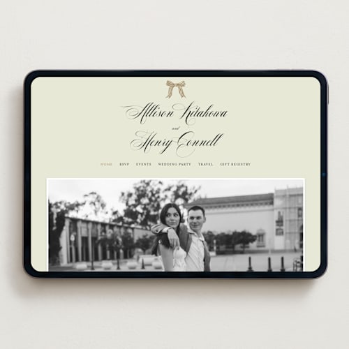This is a champagne wedding websites by Chris Griffith called all tied up printing on digital paper in standard