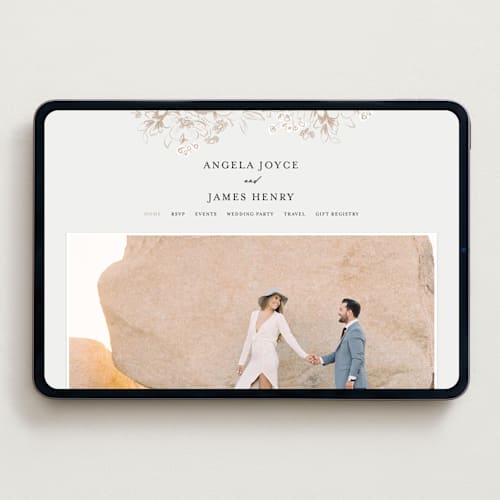 This is a cream wedding websites by Paper Raven Co. called sketched flora printing on digital paper in standard