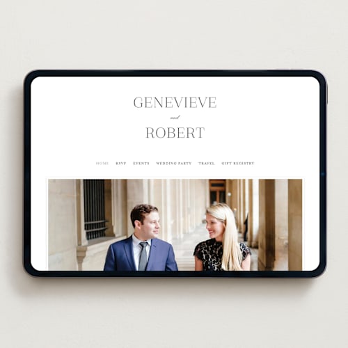 This is a charcoal wedding websites by Megan Davis called upper east printing on digital paper in standard