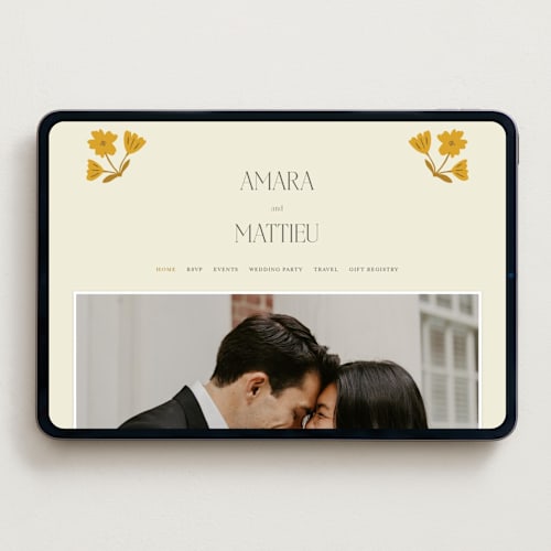 This is a yolk wedding websites by Morgan Kendall called vintage wildflowers printing on digital paper in standard