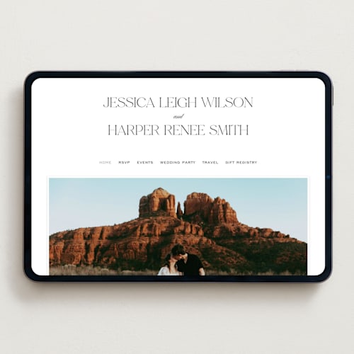 This is a obsidian wedding websites by Jennifer Postorino called modern romance printing on digital paper in standard