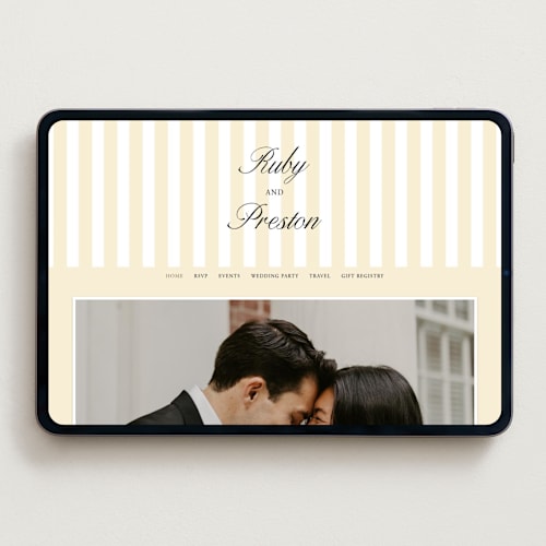 This is a sunshine wedding websites by Jen Ramsey called elegant and formal printing on digital paper in standard